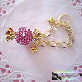 スワロフスキーデコ♡ピンクドット♡キャンディーバッグチャーム