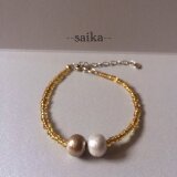 ゴールドビーズブレスレット