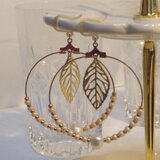 淡水パールとチェコビーズのフープピアス【樹脂フック】