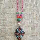 モザイクボタンのペンダント（黒）