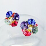 ビジューマルチカラーフラワーピアス