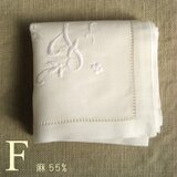 favor-POCO【麻混】手刺繍イニシャルハンカチ「Ｆ」の画像