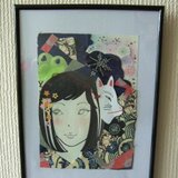 コラージュ壁掛　『夏祭』