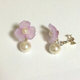 キャンディーパールイヤリング（S)・・・ラベンダー