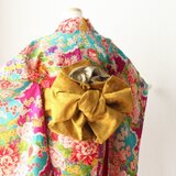 ゆみりオリジナル１分で巻けるゴム入り兵児帯　辛子色