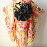 ゆみりオリジナル１分で巻けるゴム入り兵児帯　黒色