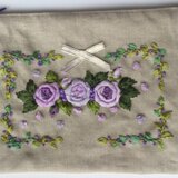 リボン刺繍  ポーチ ＲOＳＥ