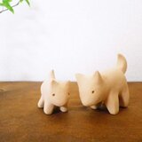 木のオブジェ『きのとも 犬親子』　の画像