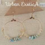 ラリマーのフープピアス