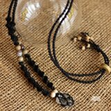 カラフルヘンプペンダント【ブラック】＜ヒマラヤ水晶入り＞