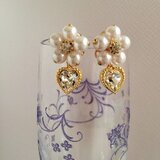 Whitepearl flower×Crystal　heart