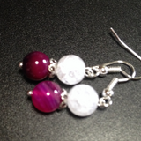 天然石ピアス　桜瑪瑙　クラック水晶