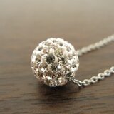 ラインストーンボールネックレス（サージカルステンレスチェーン）
