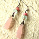 ローズクォーツ＆レモンクリソプレーズ・ピアス