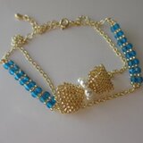 リボン×青　ブレスレット