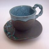 氷裂貫入釉　カップ＆ソーサ