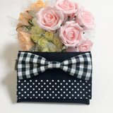 りぼん付ポケットティッシュケース　ブラックＢ