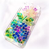 ステンドグラス風iPhoneスマホカバー/あじさい