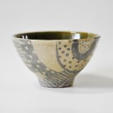織部のモダン柄お茶碗