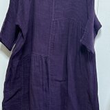 【ベンガラ染め】丸エリ段違いギャザーワンピ/紫色 受注製作