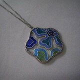 フラワーペンダント（クリア）大・ブルー系