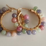 スモーキーパステルストーンのフープピアス