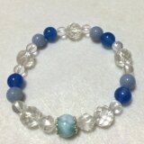 ラリマー・青メノウ・エンジェライト・水晶 ブレスレット