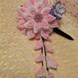 桃色つまみ細工と蝶