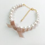 3＊ リボン付コットンパール ブレスレット