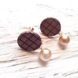 Wood & Pearl イヤリング