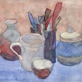 卓上風景 ブルーと赤