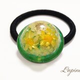 フラワードームのレジンヘアゴム（グリーン）