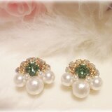 ビジューピアス／モスグリーン