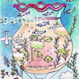 リレー落書きポストカード　2枚セット