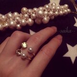 スワロフスキーとパールのリング