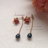 14KGF モスアゲートとヘソナイトのピアス