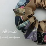 ☆リバティポピーローズとローアンバーサテンの組合せシュシュ☆