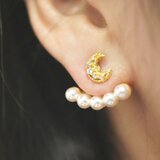 14KGF 月とパールの2wayピアス