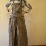 リネンギャザーエプロンドレス　グレー