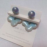 晴れ空＊四葉 陶イヤリング