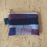 Ｆ様専用　小さ目外ポケット付き配色ポーチ　パープル　　