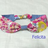 春夏リボンヘアバンド　花柄　pink