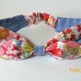 春夏リボンヘアバンド　花柄　red