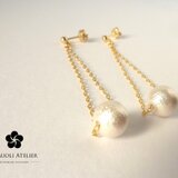 コットンパールの一粒ノンホールピアス（イヤリング）