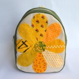 ファーストリュック：フラワー（イエロー×カーキ）