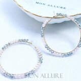 14KGFガラスビーズフープ（ミルキーピンク×シルバー）