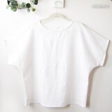 F やわらか綿麻のブラウス　オフホワイト