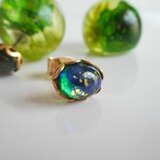 ヴィンテージガラスカボションピアス はな玉ピアスキャッチ付