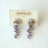 紫のボンボンイヤリング（no-195）