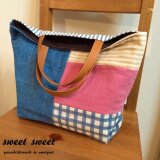 【送料込】ダブルガーゼのふんわりバッグ＊デニム＊